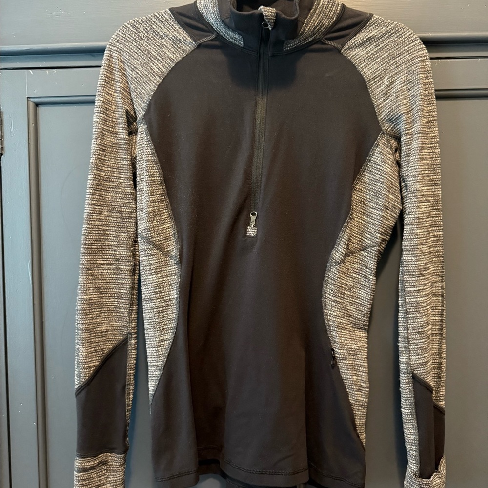 Lululemon Athletica Black and Gray Zip Up Top with High Collar